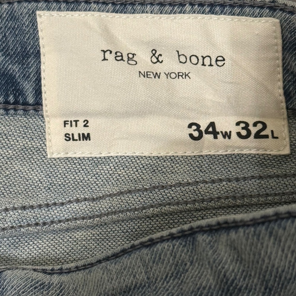 Rag & Bone Fit 2 Slim Jeans Camber Wash Mens 34x32 Blue Stretch - Picture 6 of 10
